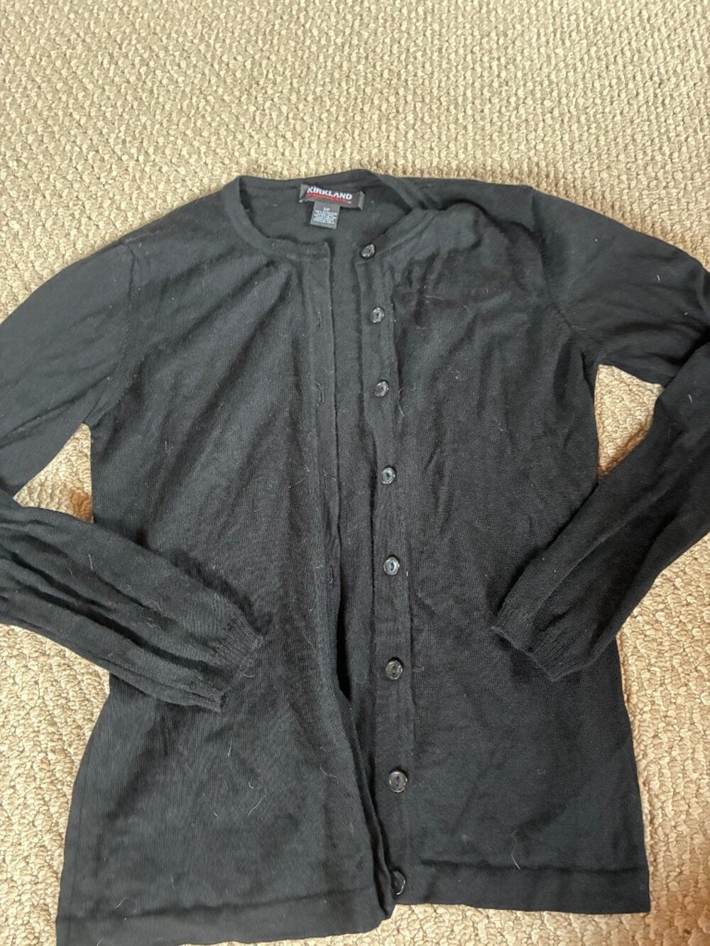 Kirkland Black 100% Merino Cardigan Small Made in Italy